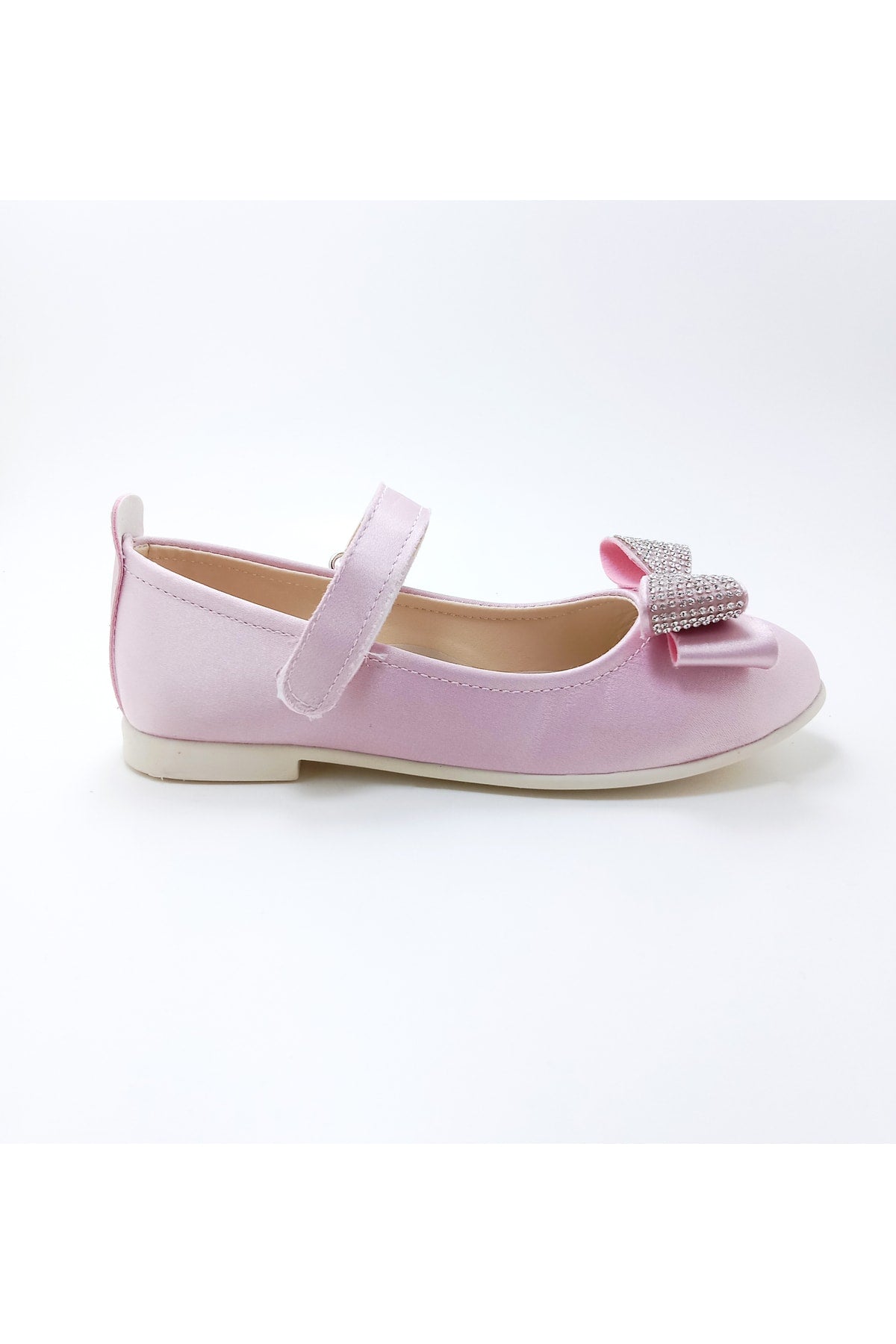 Girl'S Stone Bow Satin Orthopedic Flats