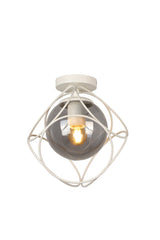 Suna Single White-smoked Glass Ceiling Mount Chandelier