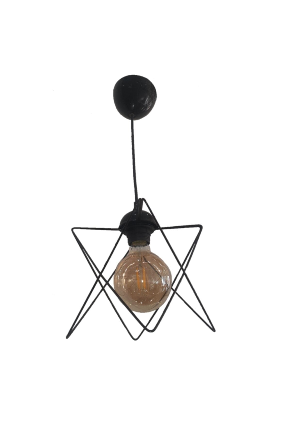 Black Zigzag Single Pendant Chandelier (Without Glass)