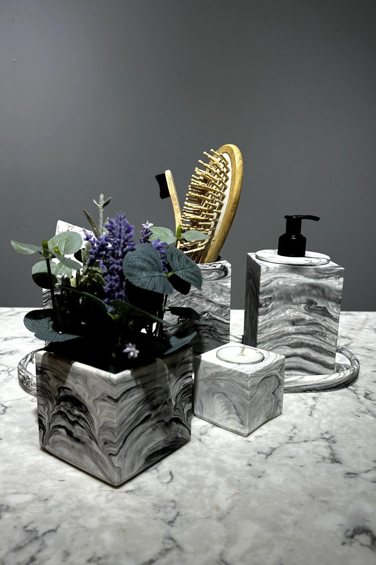 Marble Series Artificial Flower Bathroom Set - Swordslife