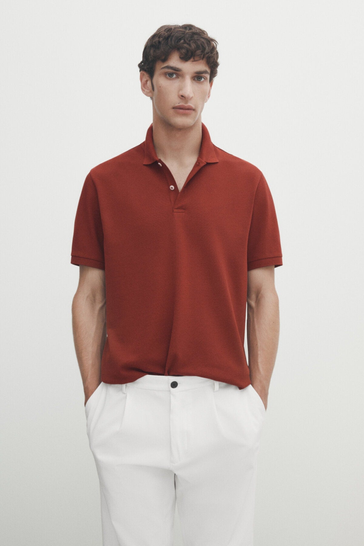 Textured 100% cotton polo t-shirt