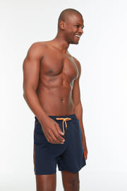 Navy Blue Men'S Garnish Standard Length Swimwear Sea Shorts Tmnss20Ds0022