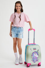 Kids Pink Silver Unicorn Patterned Luggage 16728
