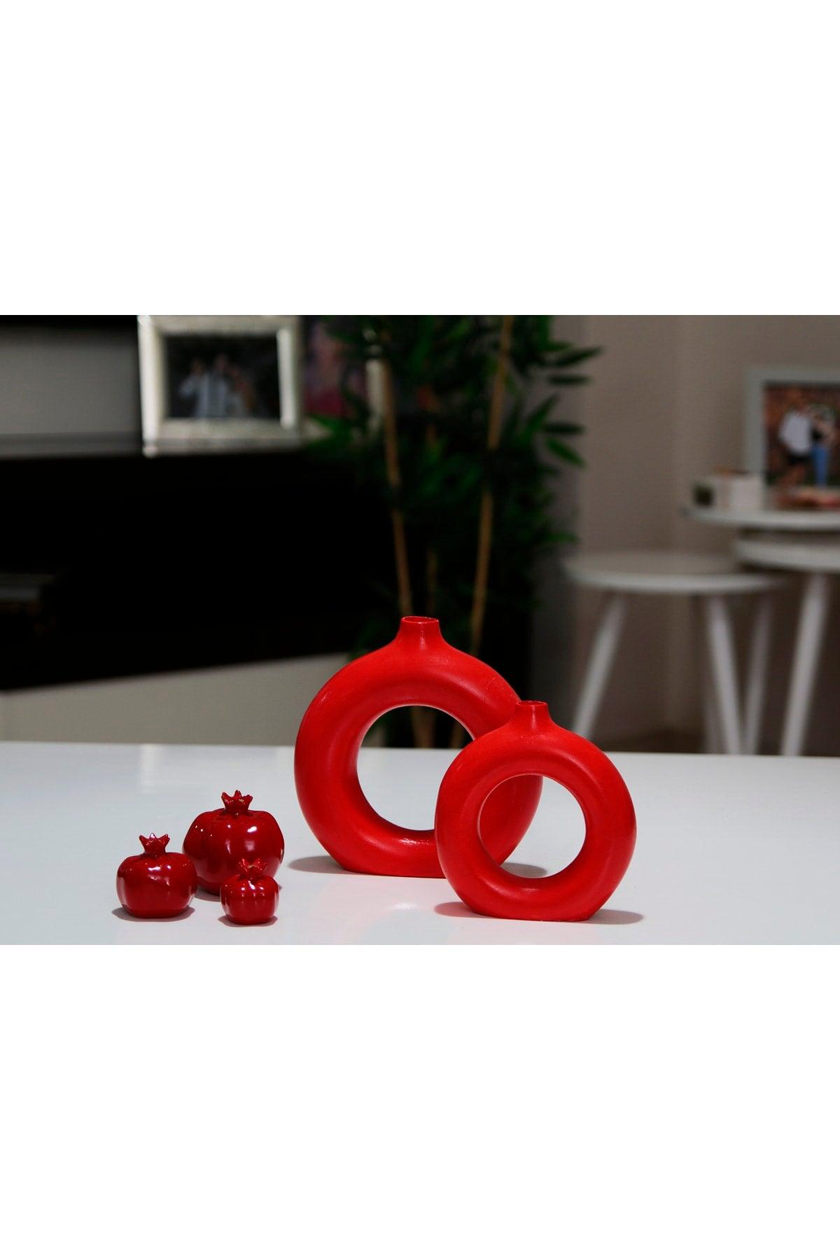 Ring Vase Bohemian Vase Set of 2 Red - Swordslife