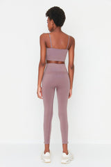 Vella - Lilac High Waist Gathering Leggings - Swordslife