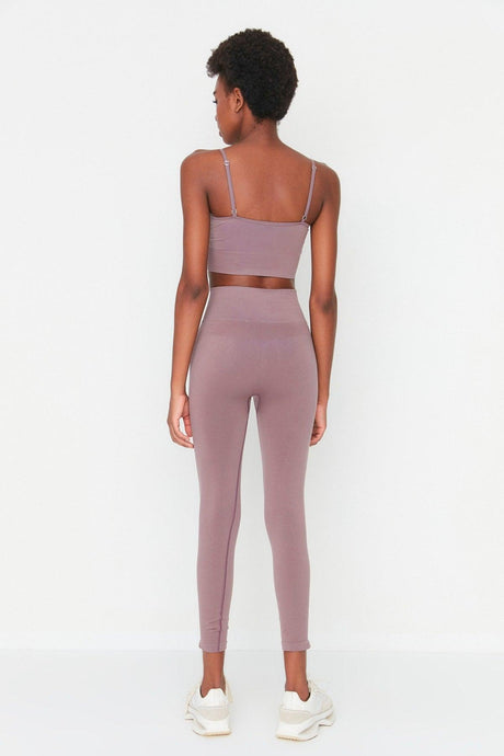 Vella - Lilac High Waist Gathering Leggings - Swordslife