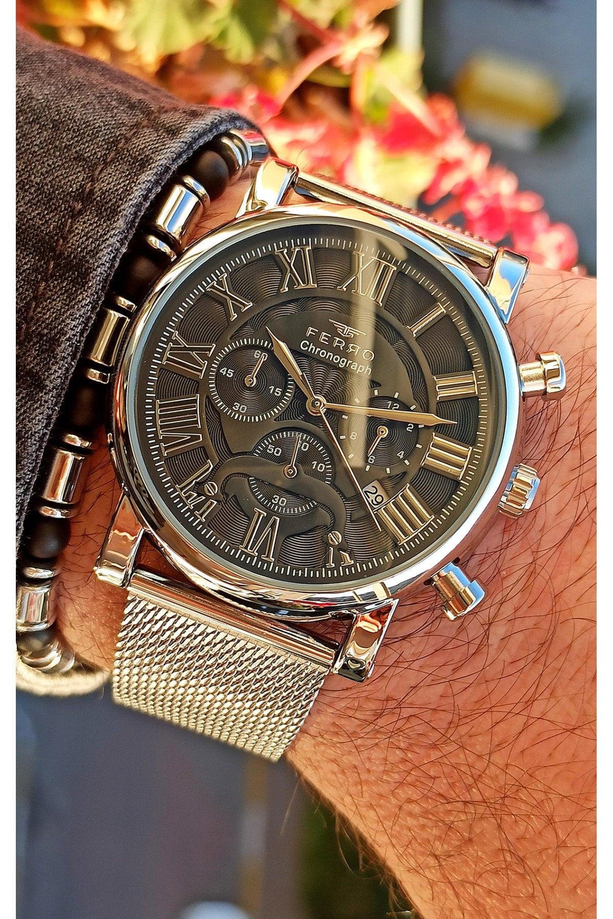 Chronograph Functions Active Silver Men's Wristwatch+bracelet