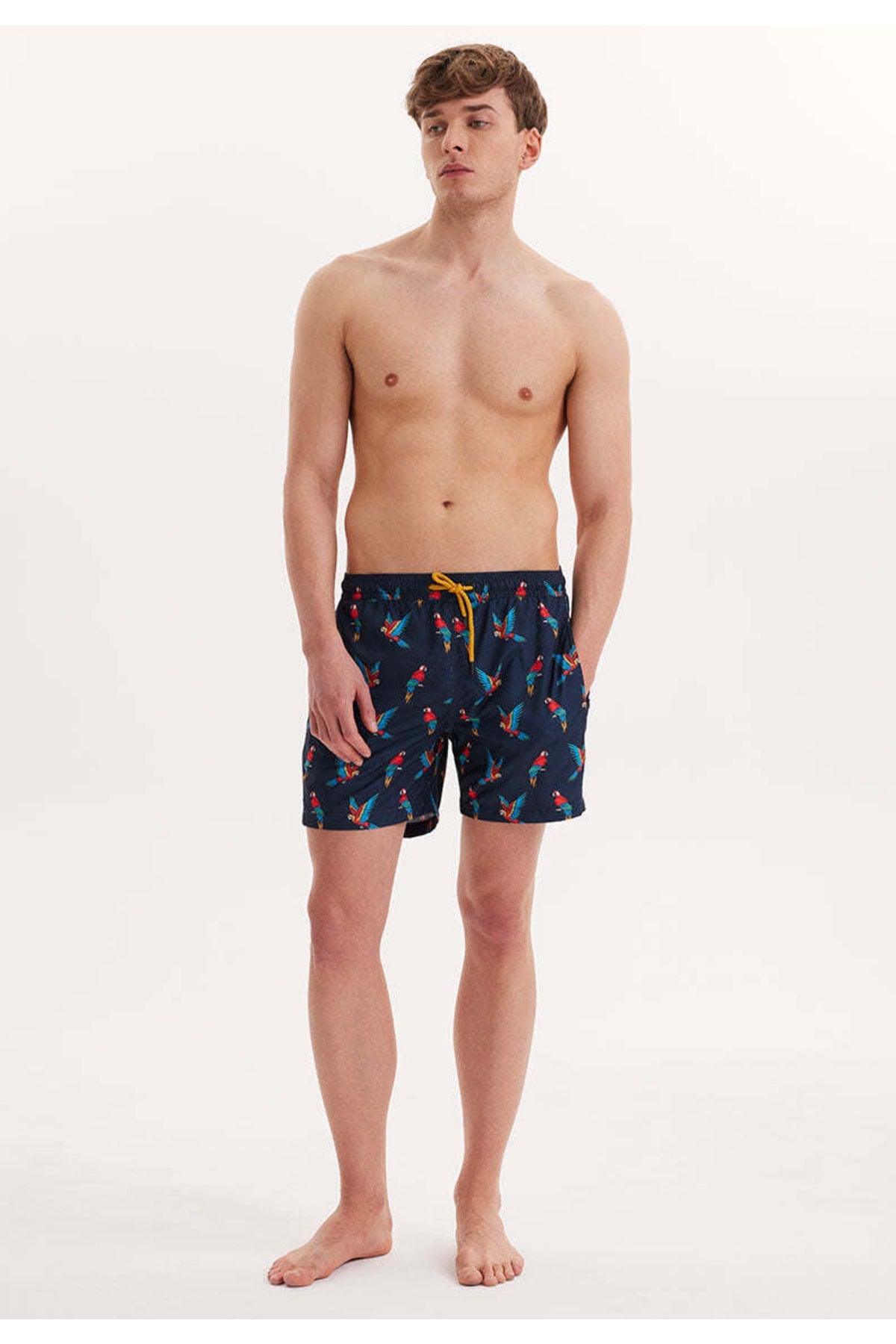 Men's Navy Printed Sea Shorts Wmpattern Swımshorts