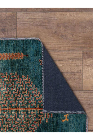 Traditional Pattern Washing Machine Washable Ethnic Rug Green - Swordslife
