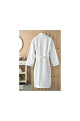 Premium Velvet Bathrobe Cotton Piping Bathrobe Sm White - Gray - Swordslife