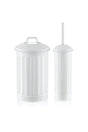 Galvanized Dustbin & Toilet Brush Set White - Swordslife