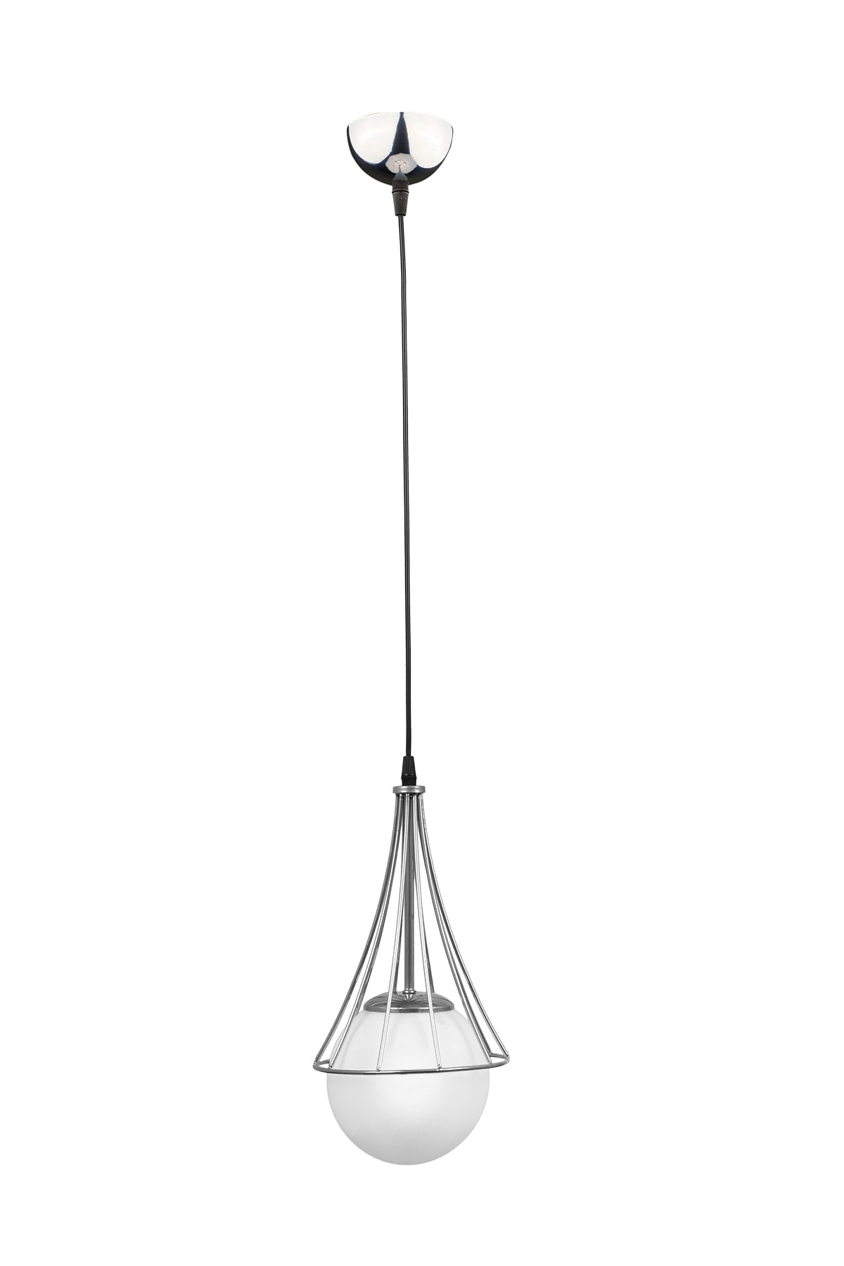 Lapis Single Chandelier Chrome-White Glop Glass