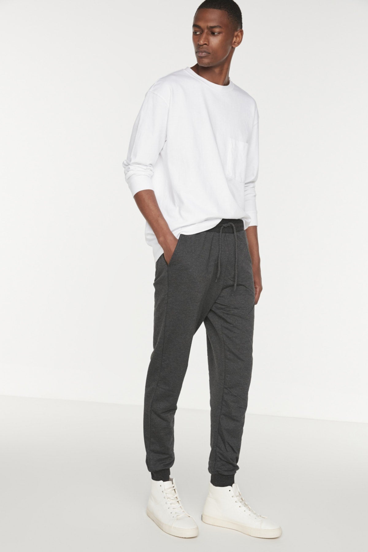 Anthrazit Herren Basic Regular/Normal Cut Elastische Jogger Jogginghose Tmnss20Ea0053