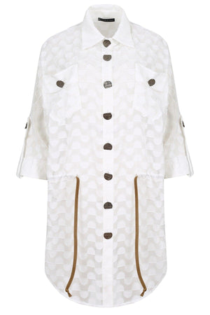 Special Design Couture White Scalloped Transparent Shirt White Shirt Dress - Swordslife