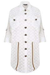 Special Design Couture White Scalloped Transparent Shirt White Shirt Dress - Swordslife