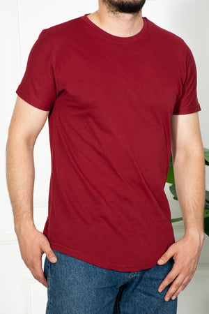 White Men'S Claret Red Slim Fit Tshirt 1000