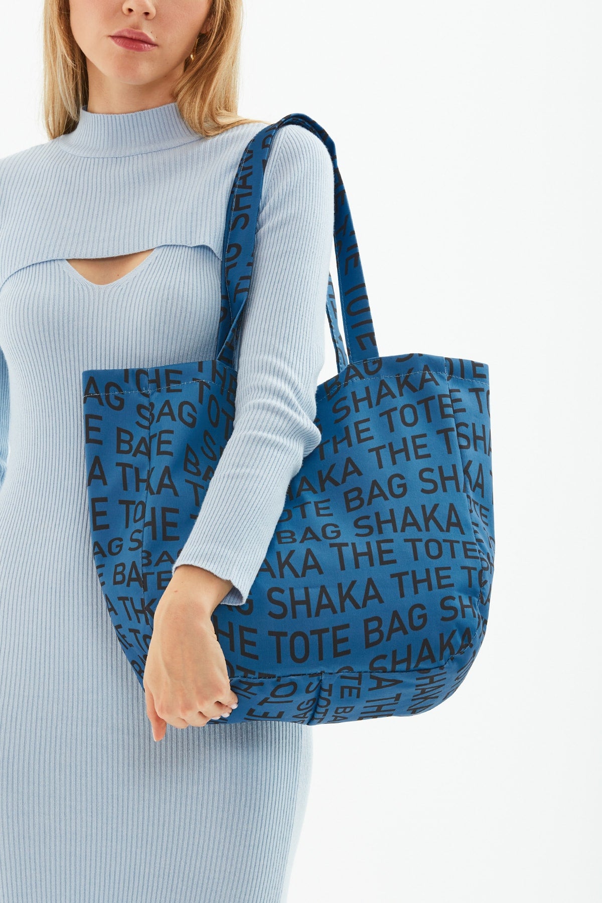 Indigo U50 Snap Closure The Tote Bag Printed Canvas Fabric Casual Women'S Arm And Shoulder Bag U:35