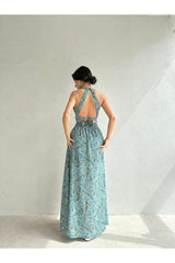 Shawl Patterned Backless Dress - Swordslife