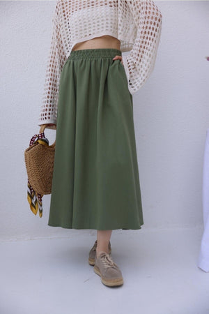 Pocket Elastic Waist Skirt - Swordslife