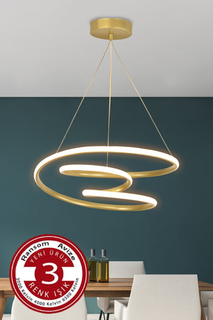 3 Color Modern Pendant Lamp Galaxy Gold Case "Without Remote Control" 3 Color Led Chandelier