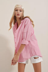 3900 Oversize Long Basic Shirt - Pink - Swordslife