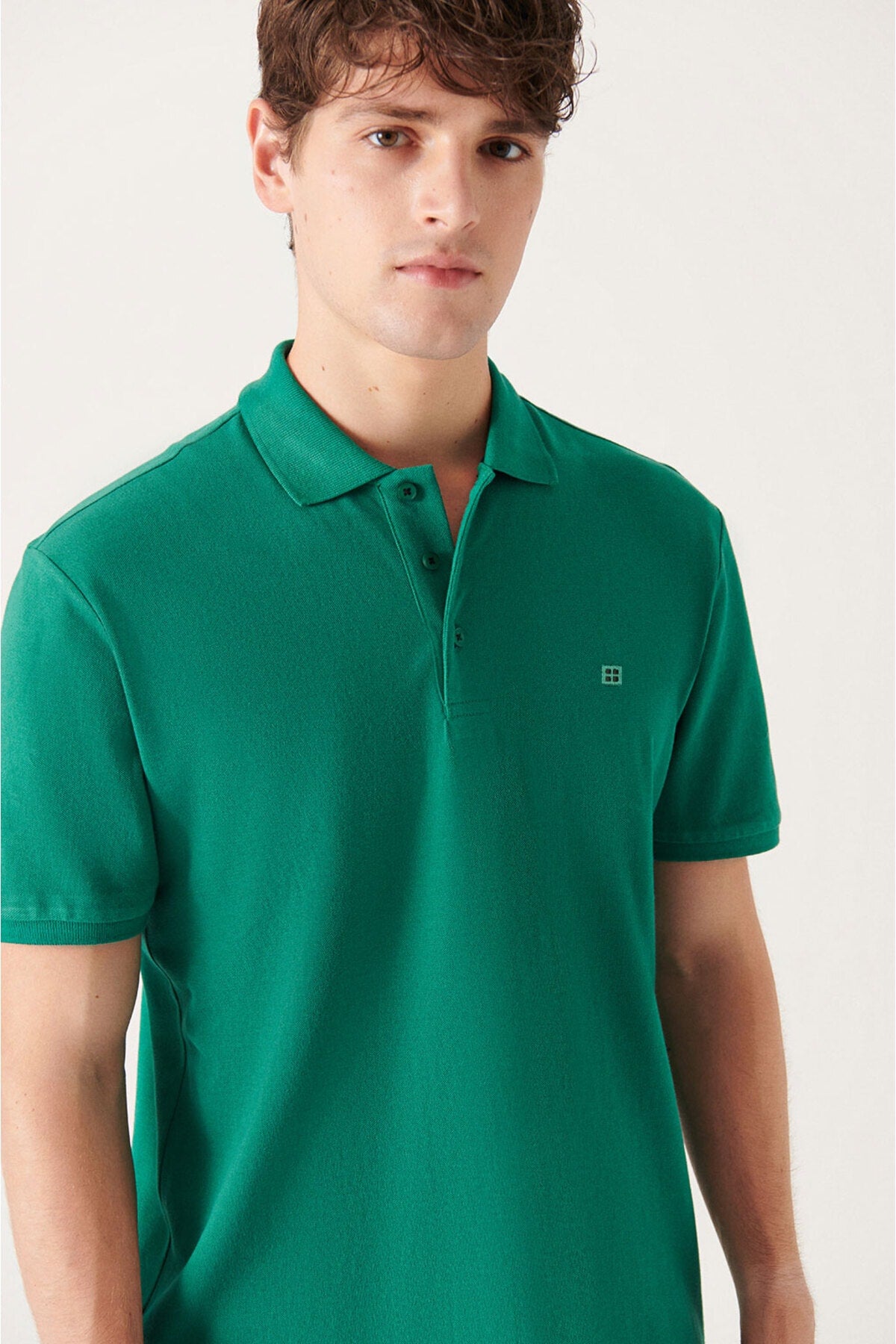 Men's Green 100% Cotton Breathable Standard Fit Normal Cut Polo Neck T-shirt E001004