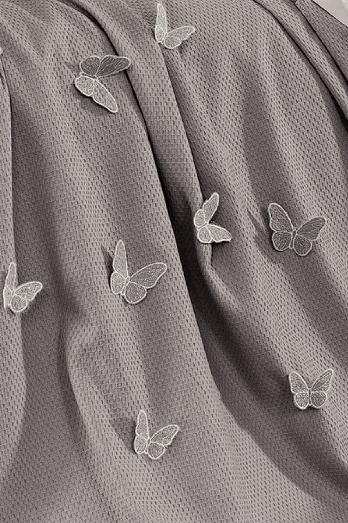 5 Pieces 100% Cotton 3D Butterfly Pattern Baby Duvet Cover Set Gray