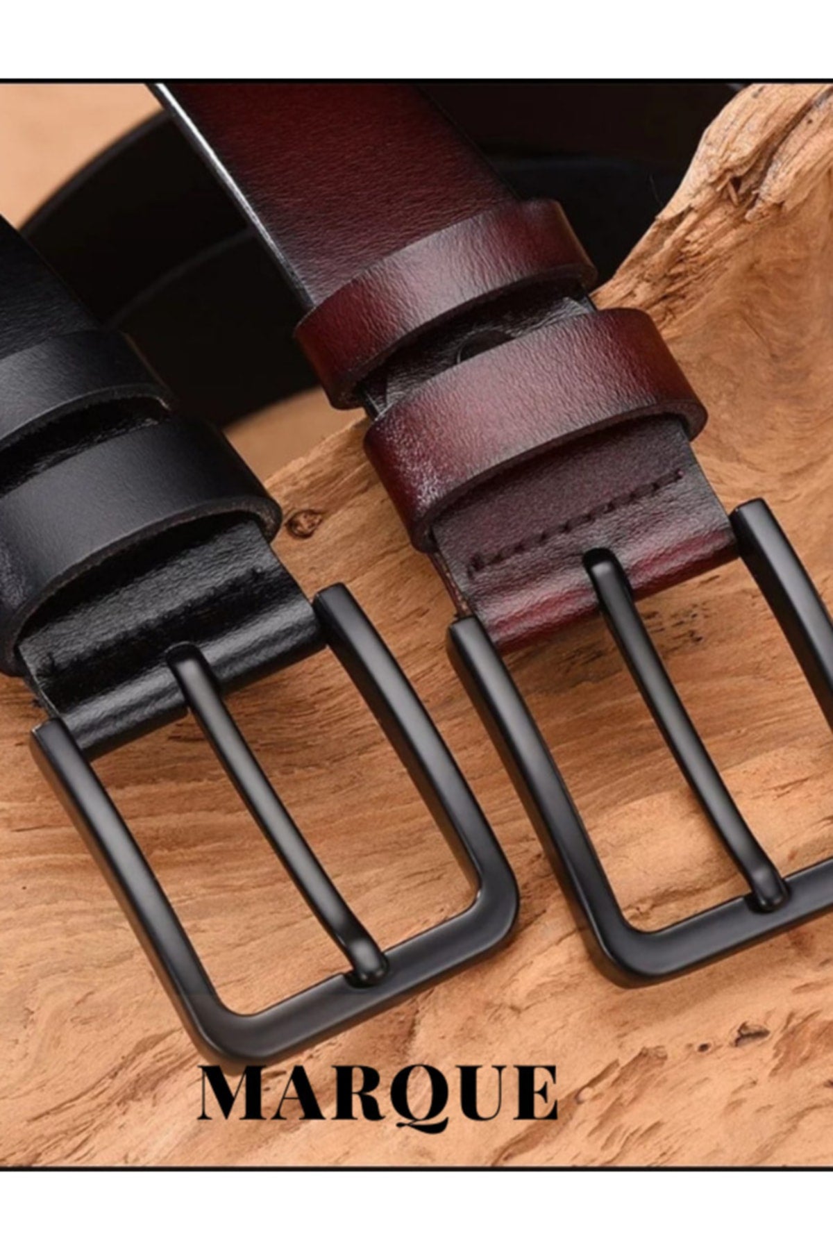 2 Piece Genuine Leather Black-brown Belt Suitable For Men's Jeans And Canvas Pants