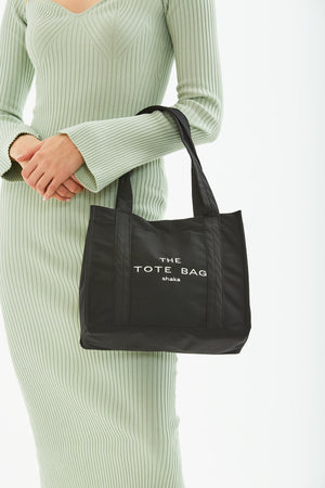 Black U45 Snap Closure The Tote Bag Embroidered Canvas Fabric Casual Women'S Arm And Shoulder Bag 25X3