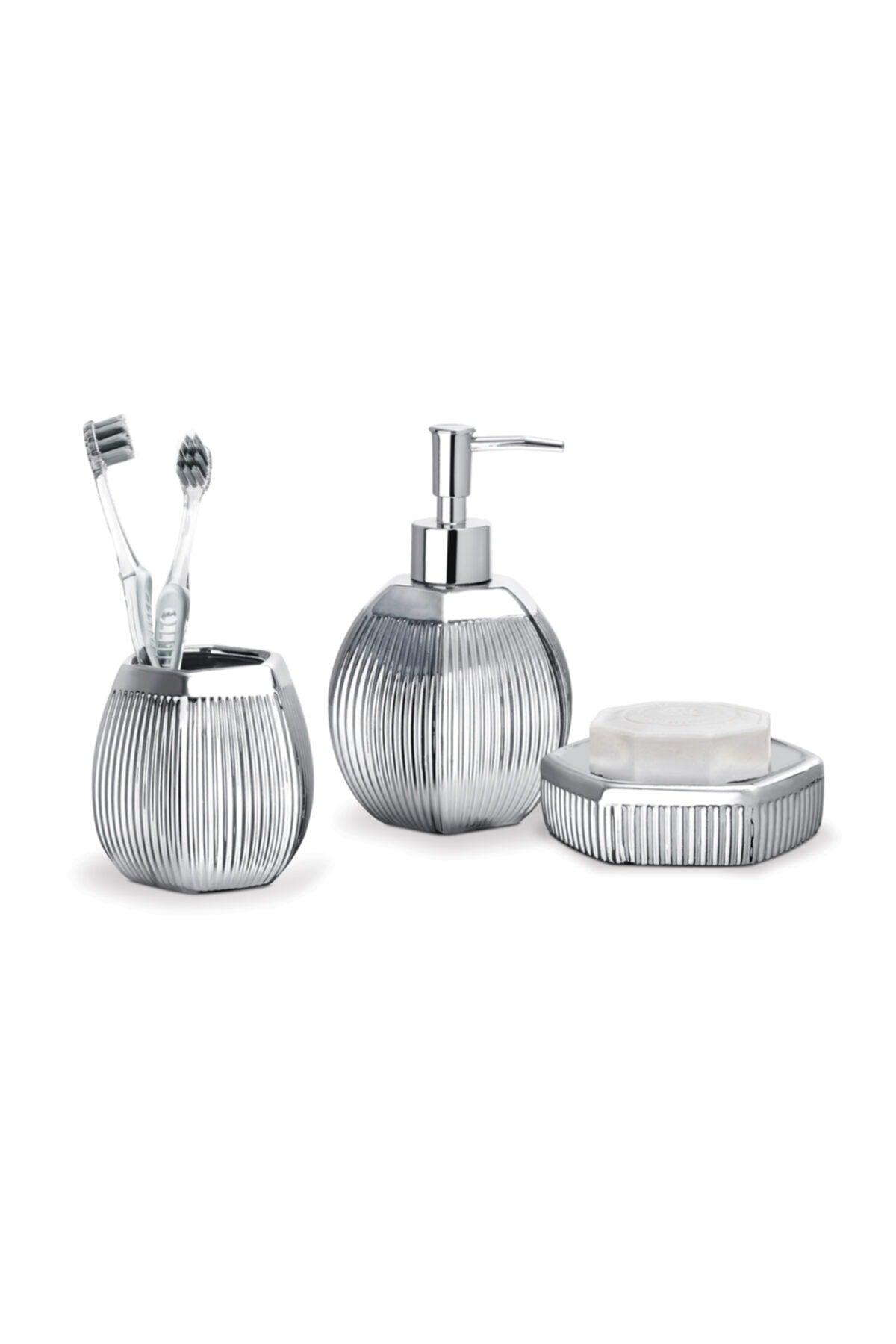 Bonar 3 Piece Bath Set - Silver - Swordslife