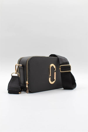 Women'S Two Eyed Pocket Hand Shoulder Bag Black