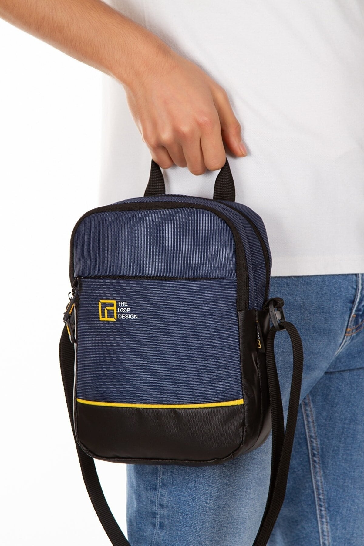 Unisex Navy Blue 6 Compartment Adjustable Long Strap Waterproof Portfolio Bag Cross Hand And Shoulder Bag