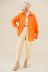 103901 Oversize Basic Hijab Shirt - Orange - Swordslife