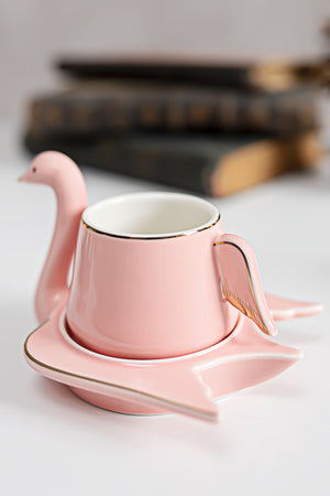 Swan 12-teiliges Kaffeetassen-Set für 6 Personen, Rosa, 70 cc
