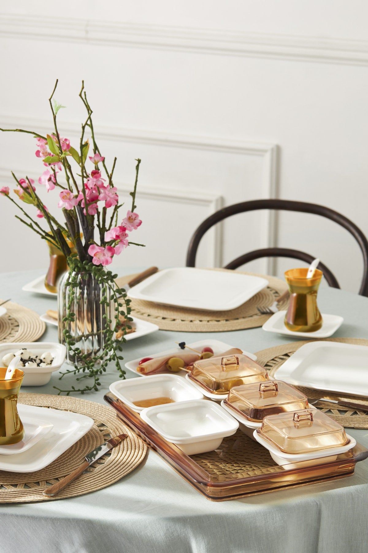 Fabio Amber Porcelain 41 Piece Breakfast/Serving Set For 6 Persons Square