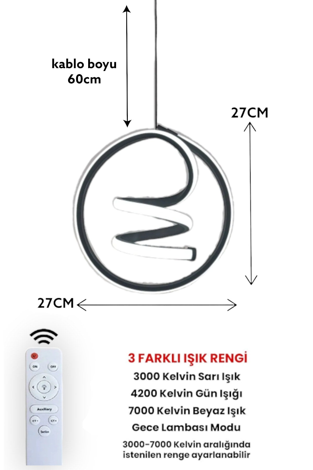 3 Color Modern Pendant Lamp Led Chandelier With Remote Control Silver Gray Case