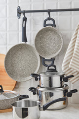 Experto 9 Pieces Granite - Steel Cookware Set