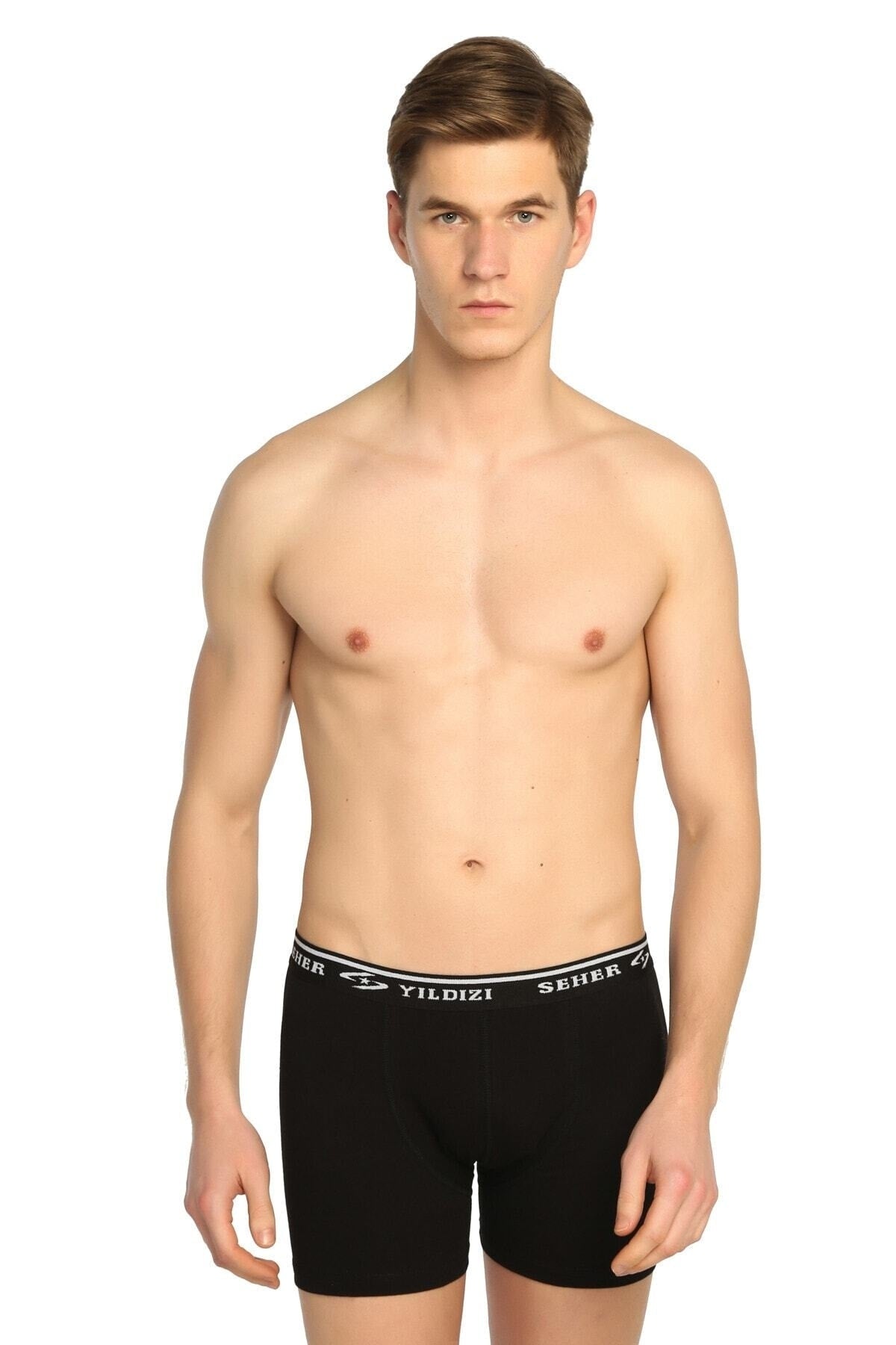 Schwarze Lycra-Boxershorts für Herren im 6er-Pack Elf568S0060Ccm6 0060