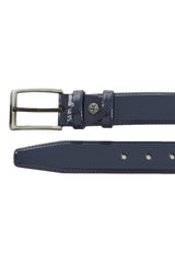 Men's Navy Blue Patterned Navy Blue Patent Leather Belt