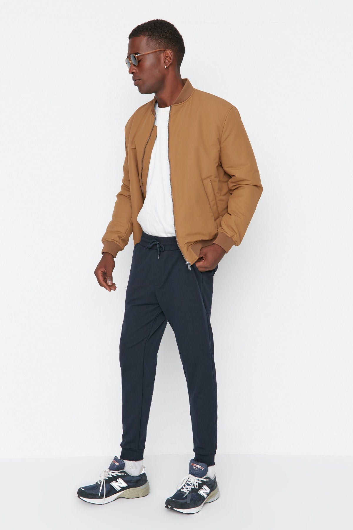 Marineblaue Herren Basic Regular/Normal Fit Jogginghose mit Gummibeinen Tmnss20Ea0053