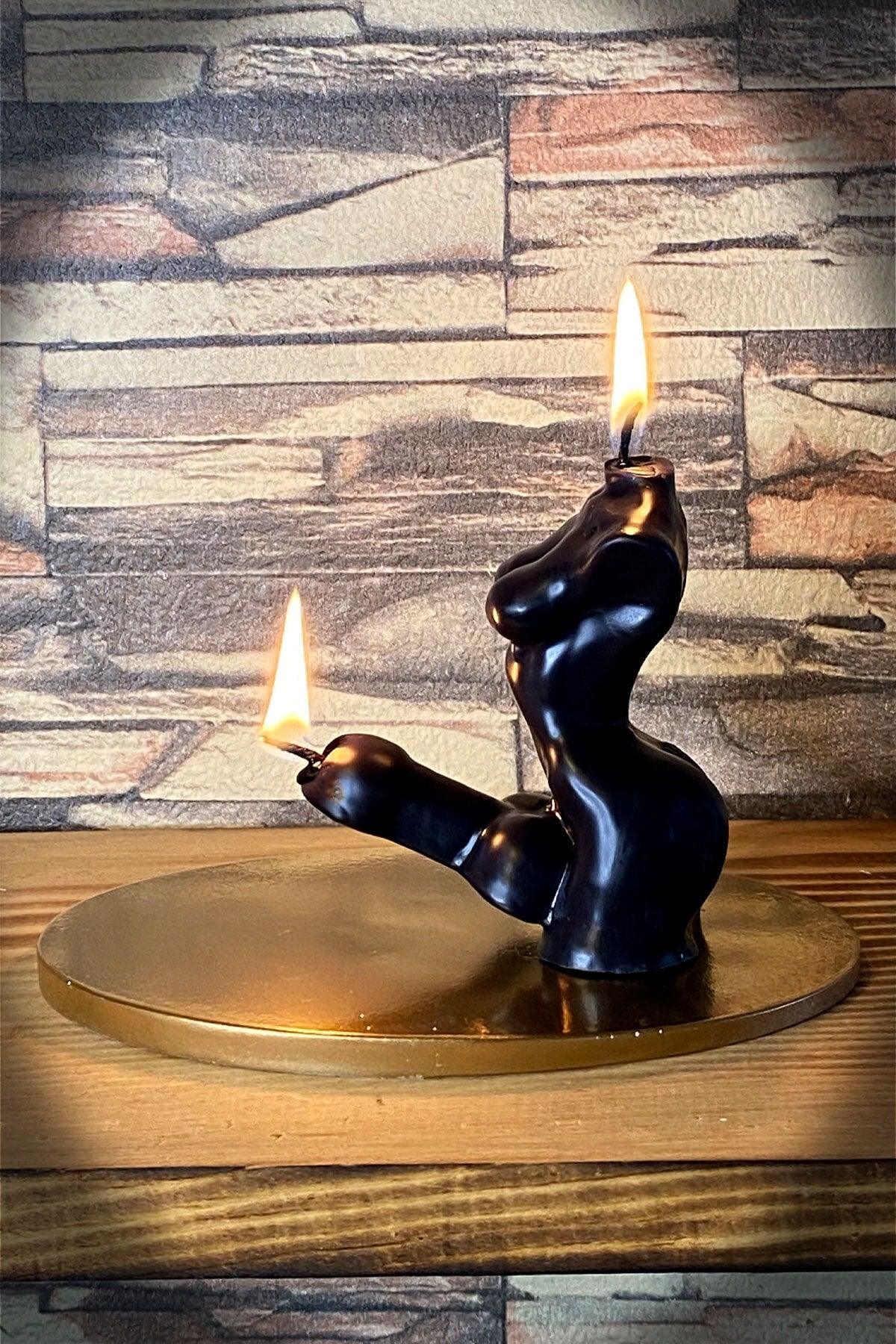 Black Color Double Wick Venus Body Candle - Chocolate Scented Soy Wax - Swordslife