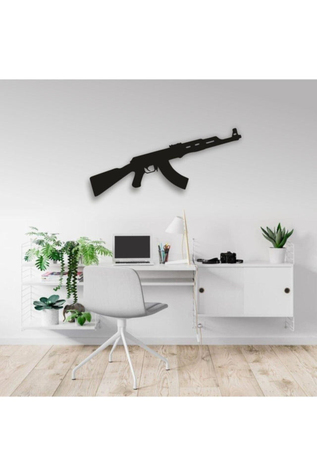 2d Keleş Ak-47 Wooden Wall Decor Painting Wall Decoration (50x15cm) Large Size - Swordslife