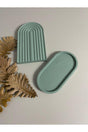 2 Piece Decorative Geometric Striped Concrete Plate & Concrete Jewelry Plate Candle Plate Organizer - Swordslife