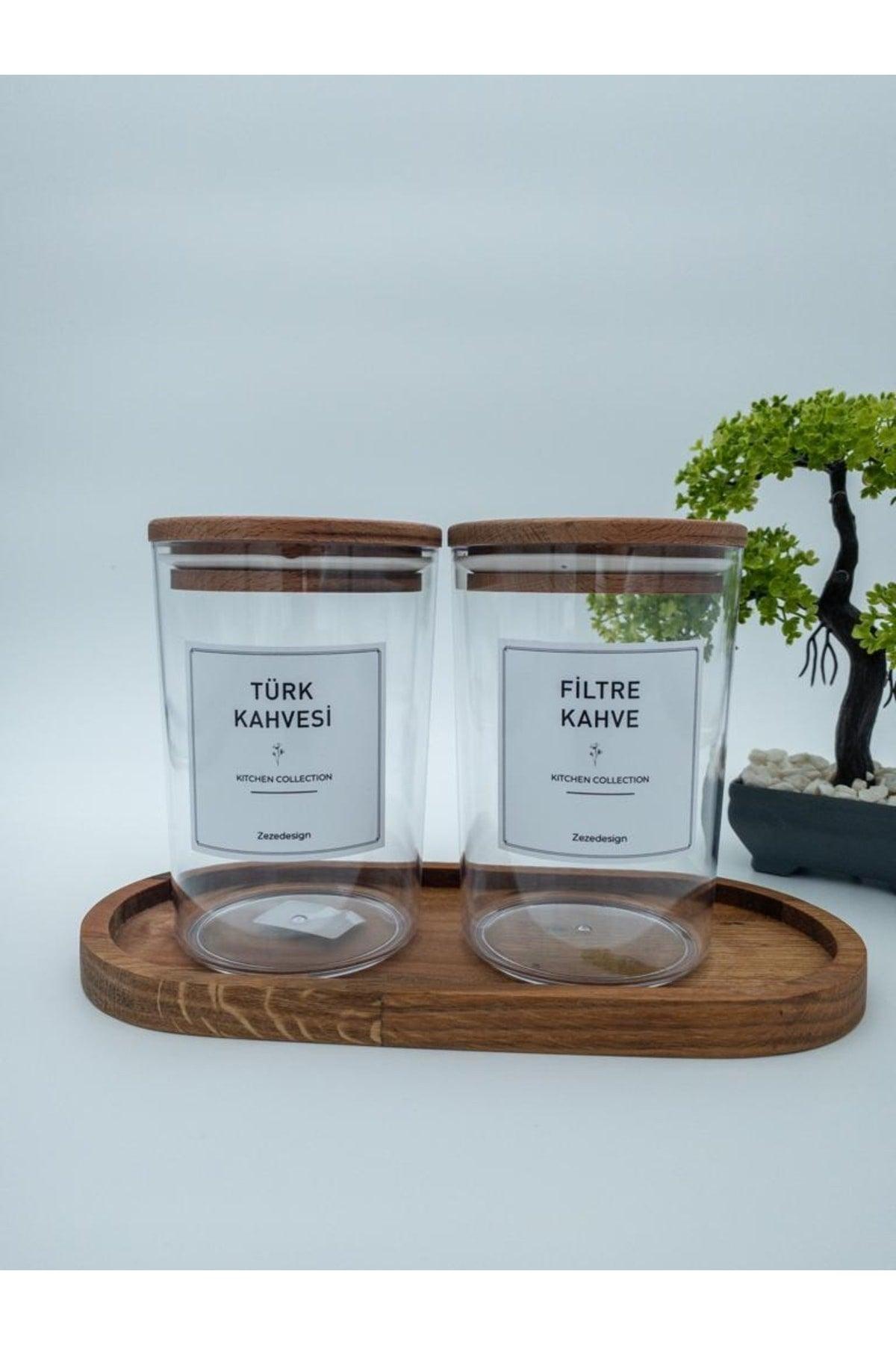2 Wooden Lid Turkish Coffee-filter Coffee Jar 1000 ml - Swordslife