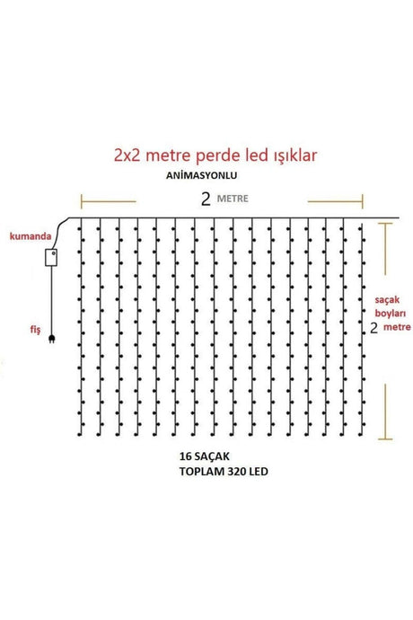 2x2 Meters Plug 16 Fringed Curtain Led Lights Animated Insert Home Lighting - Swordslife
