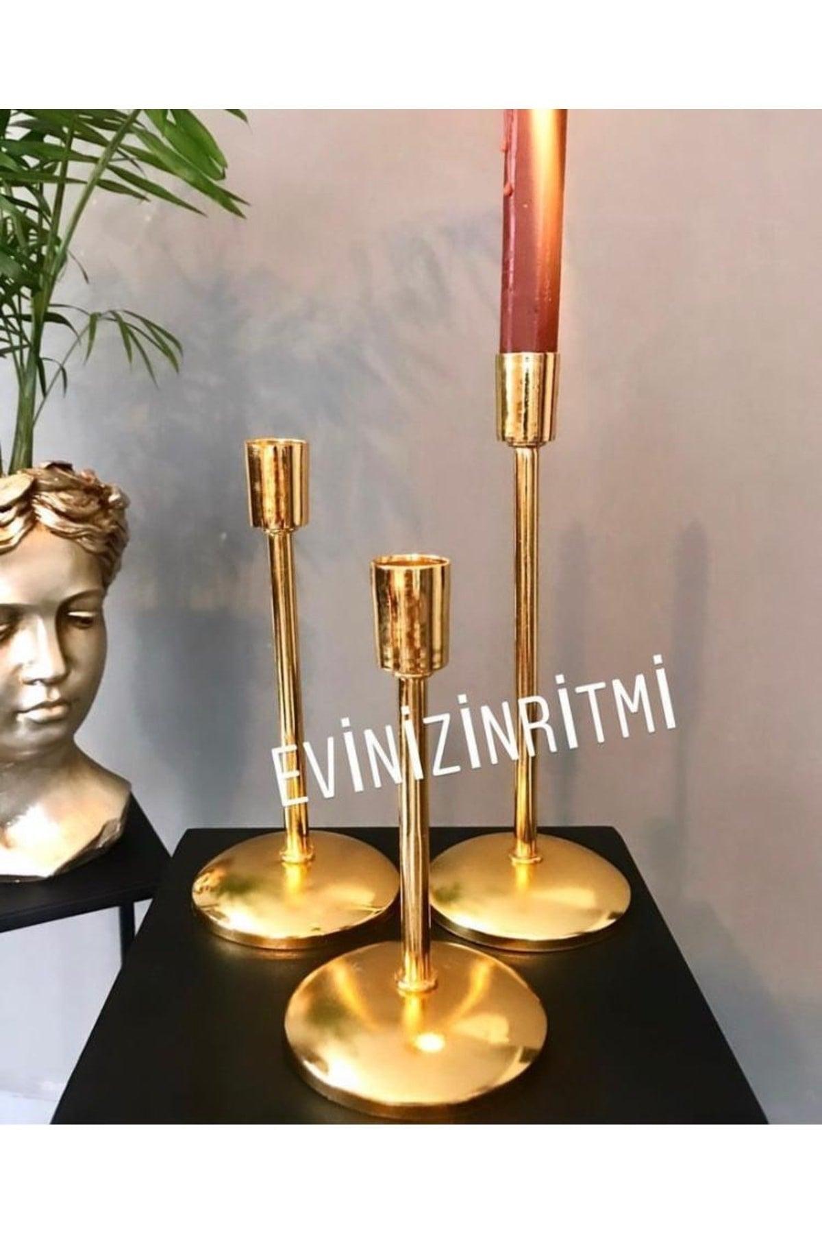 3 Size Metal Gold Candlestick Set - Swordslife