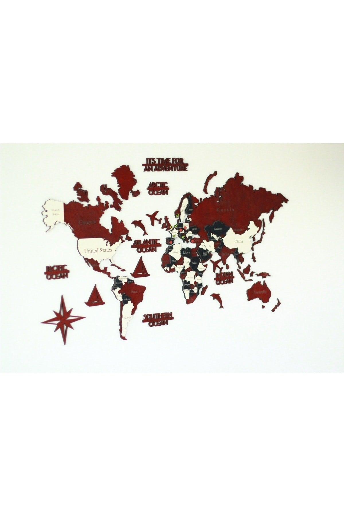 3D Wooden World Map, Wooden Wall Decor, Wall Painting, Real World Map, decoration - Swordslife