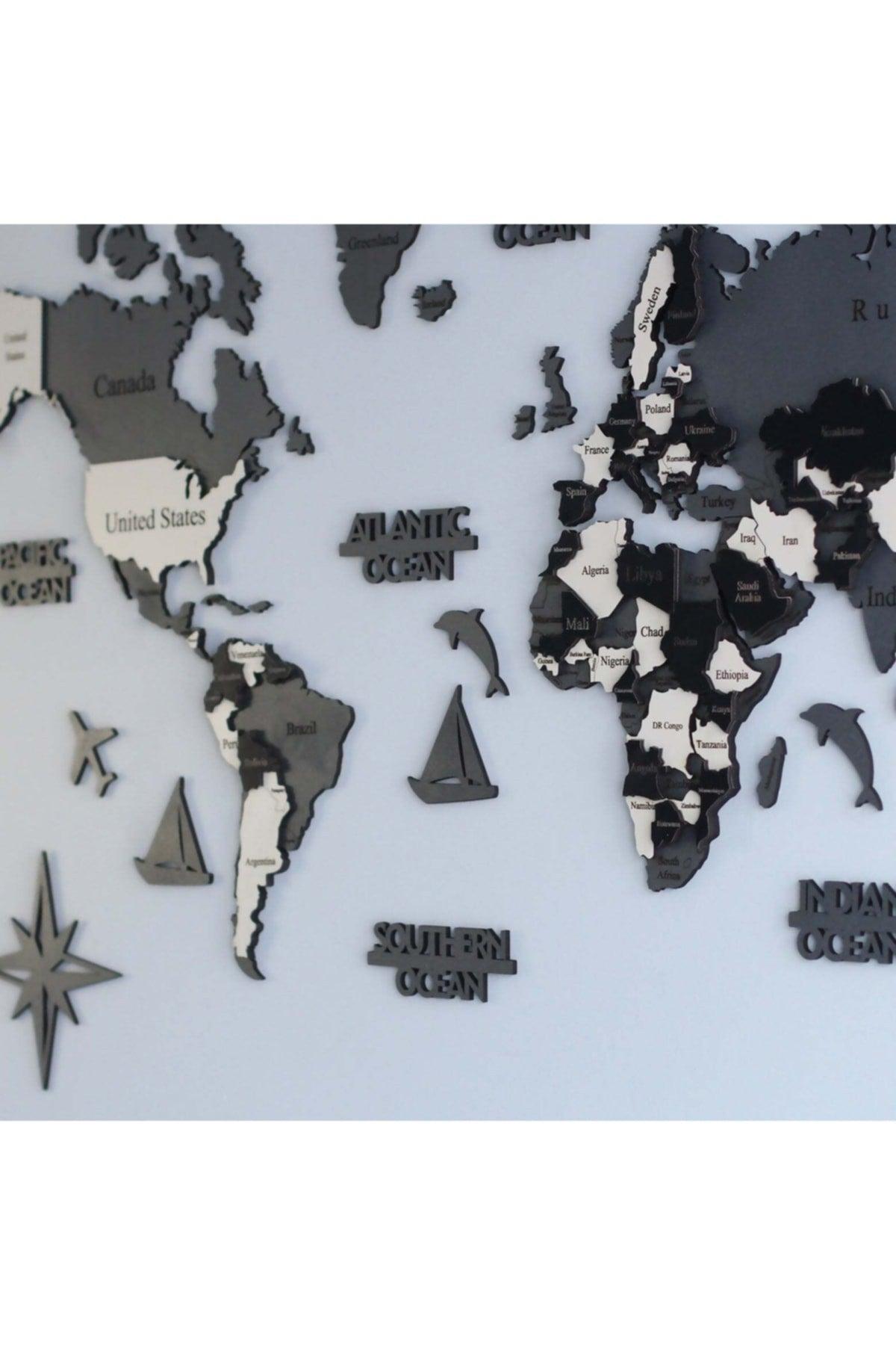 3D Wooden World Map, Wooden Wall Decor, Wall Painting, Real World Map, decoration - Swordslife