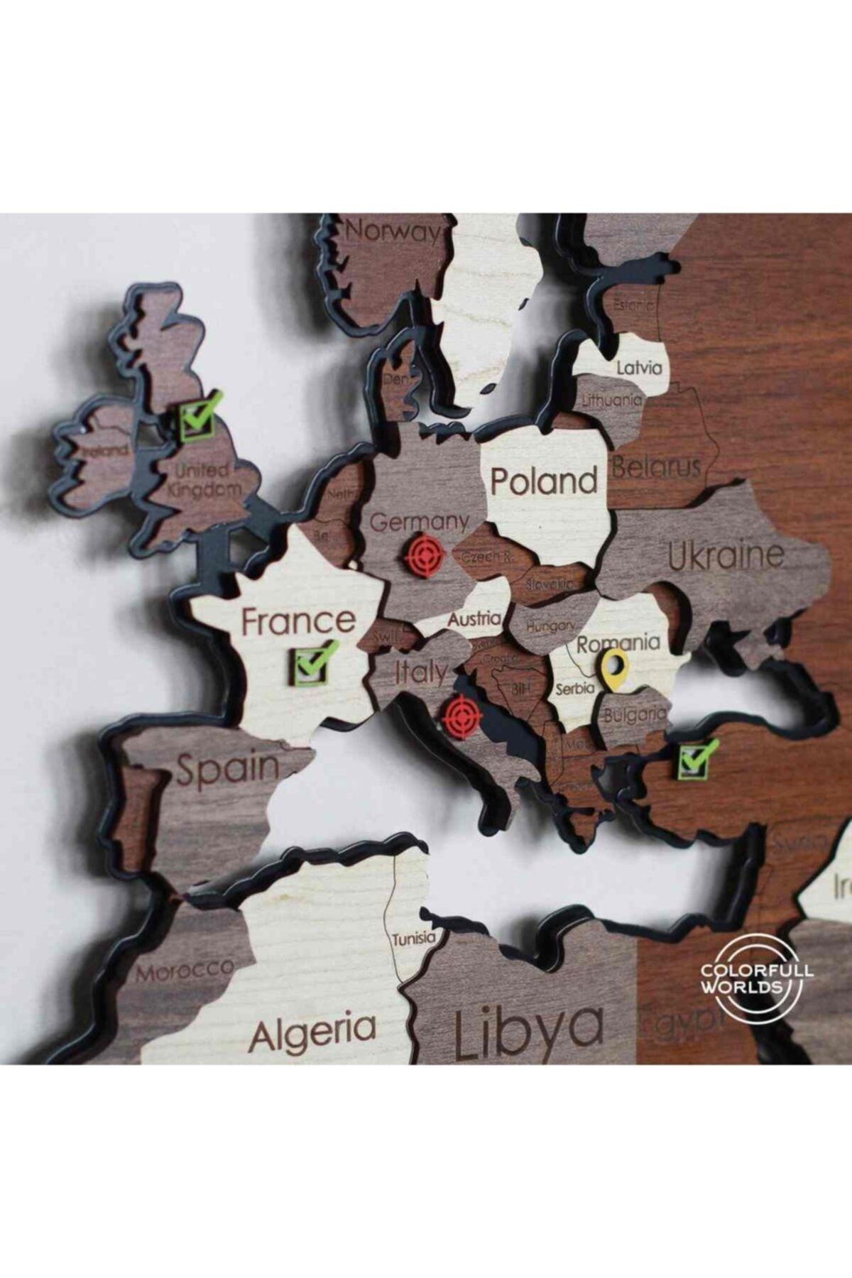 3D Wooden World Map on Metal, Wooden Wall Decor, Real Metal World Map - Swordslife