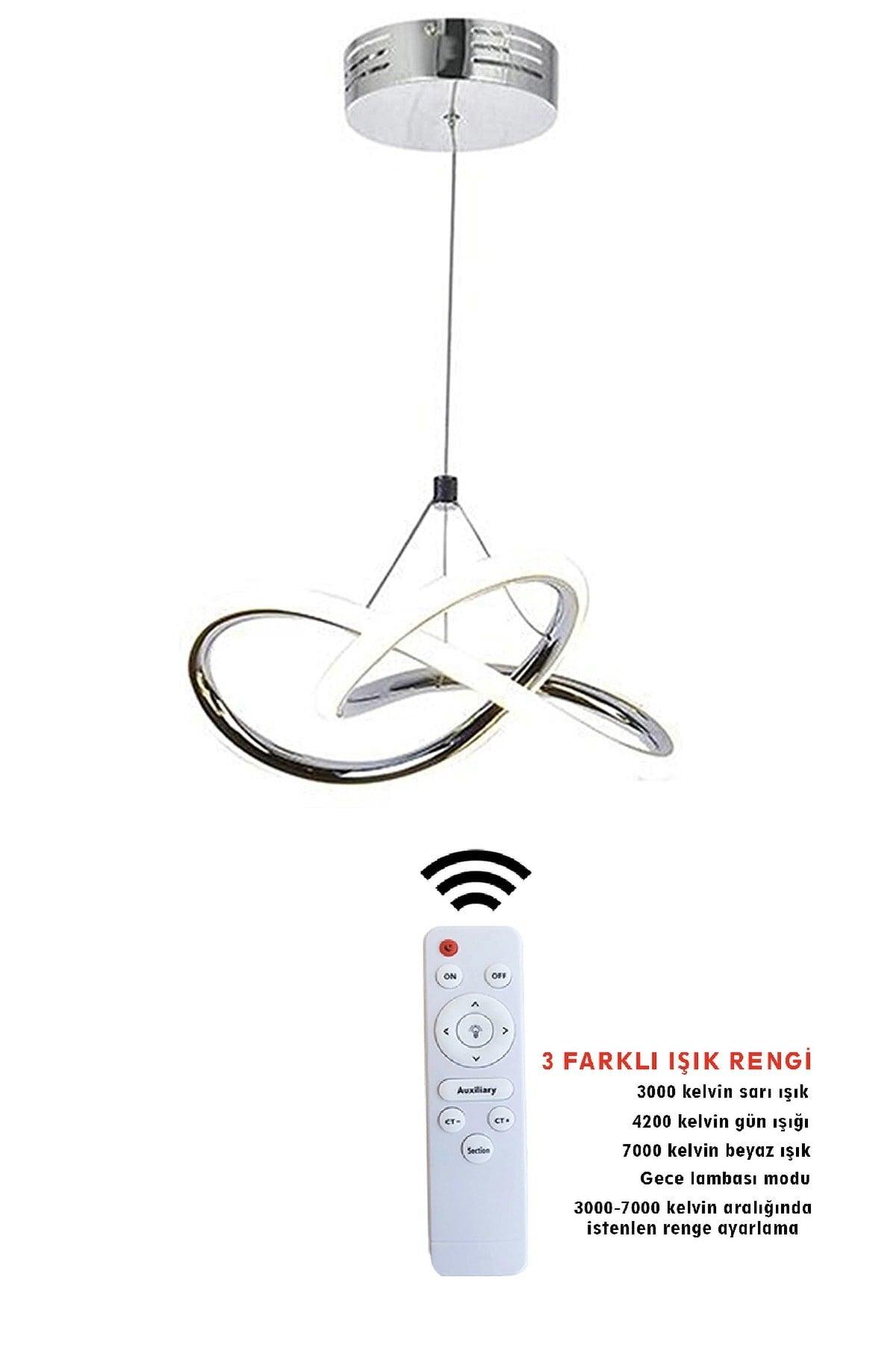 3 Color Controlled Chrome Modern Pendant Lamp Led Chandelier 4 Modes - Swordslife